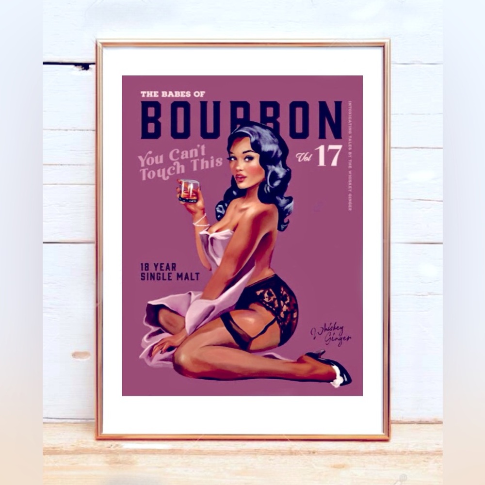 Framed wall decor. Pinup girl, babes of bourbon